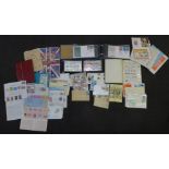 Stamps; a box of stamps, covers, presentation cards, etc.