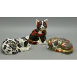 Three Royal Crown Derby Paperweights, Misty Kitten and Catnip Kitten, both Collectors Guild