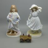 Three Royal Worcester figures; Lullaby 1989 and Grandma's Bonnet 1990 and a W.H. Goss model of