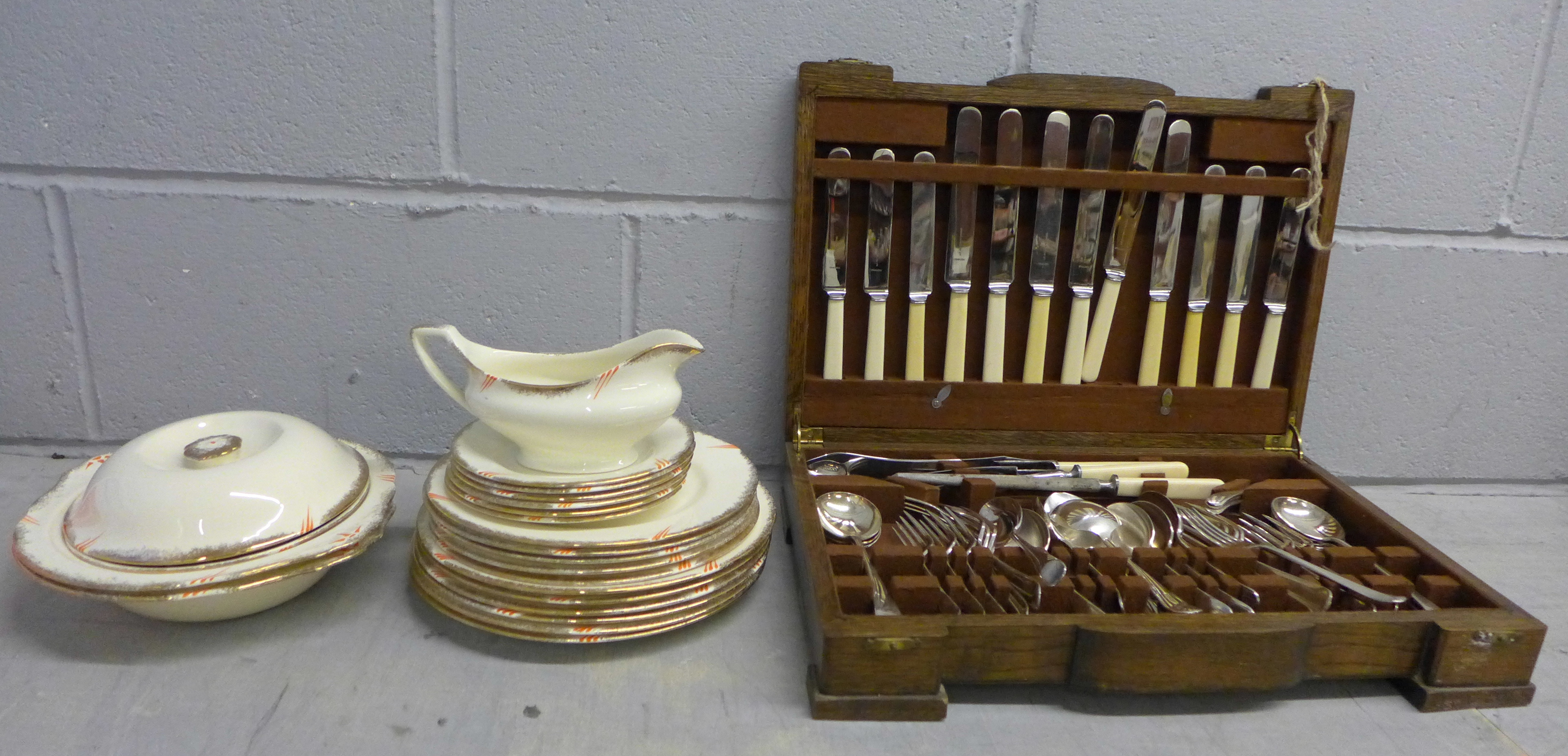 A Waring & Gillows plated canteen of cutlery and a collection of dinnerware **PLEASE NOTE THIS LOT