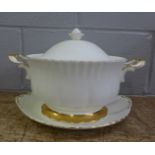 A large Royal Albert Val D'or tureen and sandwich plate