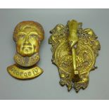 Two brass door knockers