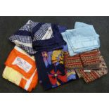 A collection of five lady's vintage scarves, including silk Jaeger, Maggy Rouff and Marchesa de