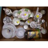 Oriental china, Coalport coffee ware, a Minton dish and an oriental tin tea caddy **PLEASE NOTE THIS