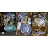 Three boxes of mixed china including plates, jugs a glass bowl, cloisonne, etc. **PLEASE NOTE THIS