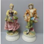 A pair of Capodimonte figures, 39cm