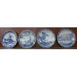 Four large Delft chargers, 39cm