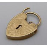 A 9ct gold fancy padlock fastener, 3.7g