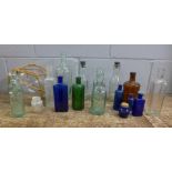 Medicine and other advertising glass bottles (Hardy & Hansons and C Wright Wirksworth) and a glass