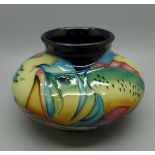 A Moorcroft Sea Bass squat vase, designed by Philip Gibson, 8cm, boxed