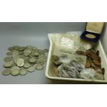 A collection of British coins, including 671g of 1920 to 1946