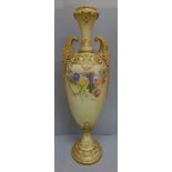 A Royal Worcester tall blush ivory vase, 42cm