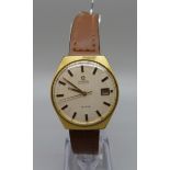 An Omega De Ville automatic wristwatch, circa 1970, 20 micron gold electro plated case, (lacking