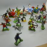 A box of Britains Ltd plastic 1960's medieval knight figures plus some 1970's Timpo knight figures