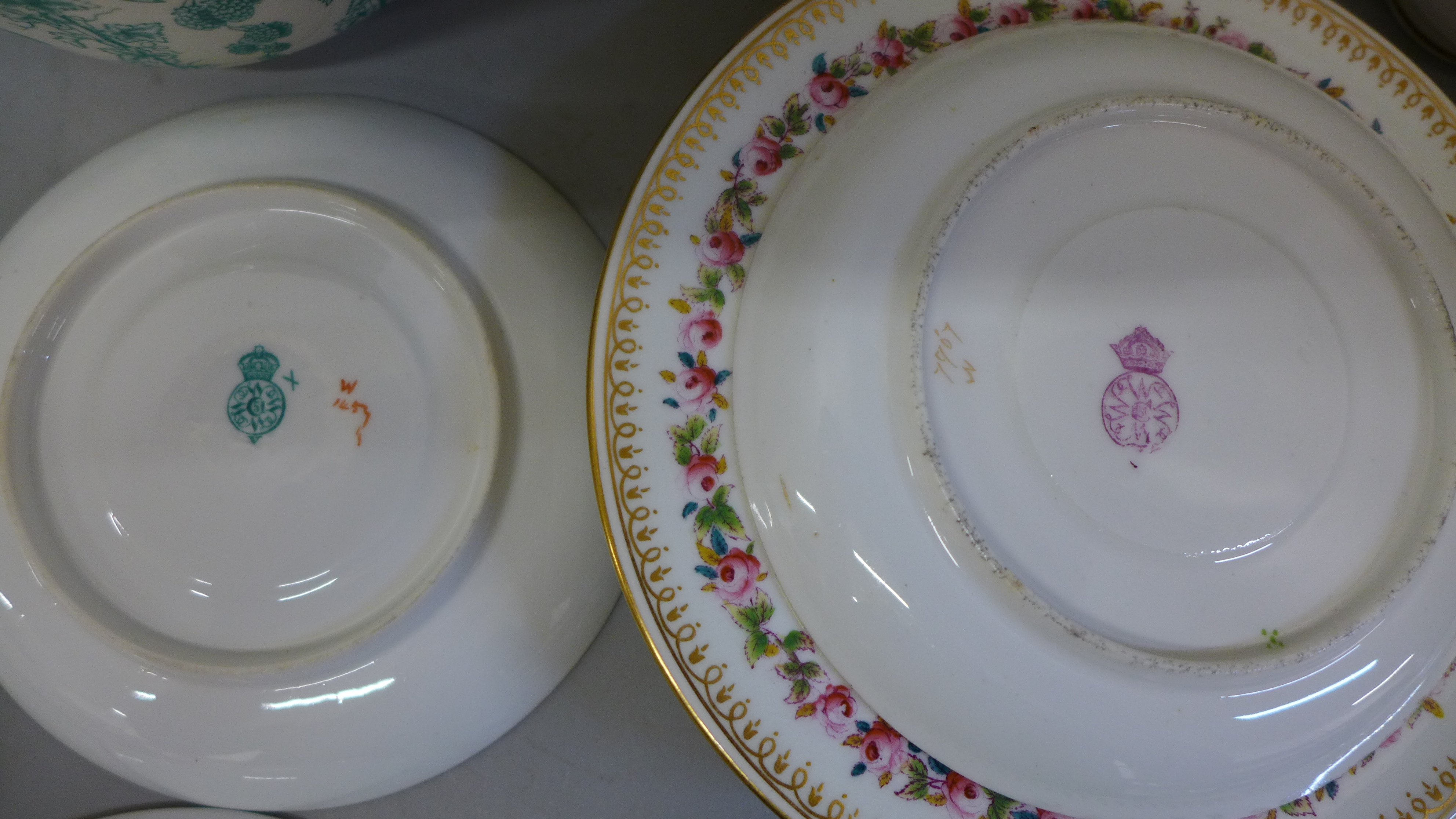 A collection of Royal Worcester plates, saucers and slop bowl, etc., bowl a/f, two trios and two - Image 2 of 3
