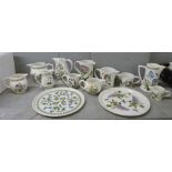 Portmeirion Botanic Garden jugs and two circular sandwich plates (13) **PLEASE NOTE THIS LOT IS