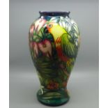 A Moorcroft Chapada Sun Conure vase, 26cm, designed by Sian Leeper, 133/350, boxed