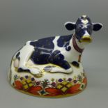 A Royal Crown Derby Friesian Cow Buttercup paperweight, second, boxed