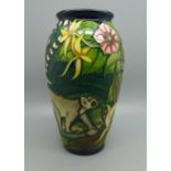 A Moorcroft Ring-Tailed Lemur vase, 18.5cm, designed by Sian Leaper, trial version, boxed