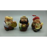 A set of three Chinese hand painted figures, 55mm tall