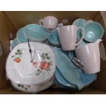 Mixed china, two Midwinter cake stands and Poole Pottery **PLEASE NOTE THIS LOT IS NOT ELIGIBLE