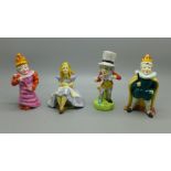 Four Alice in Wonderland figures, three marked Alton