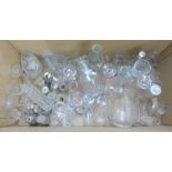 A box of mixed glassware, a pair of silver rimmed salts, etc. **PLEASE NOTE THIS LOT IS NOT ELIGIBLE