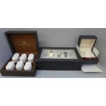 A Longines wristwatch box, outer box and papers, a Constantin Weisz six compartment watch box and