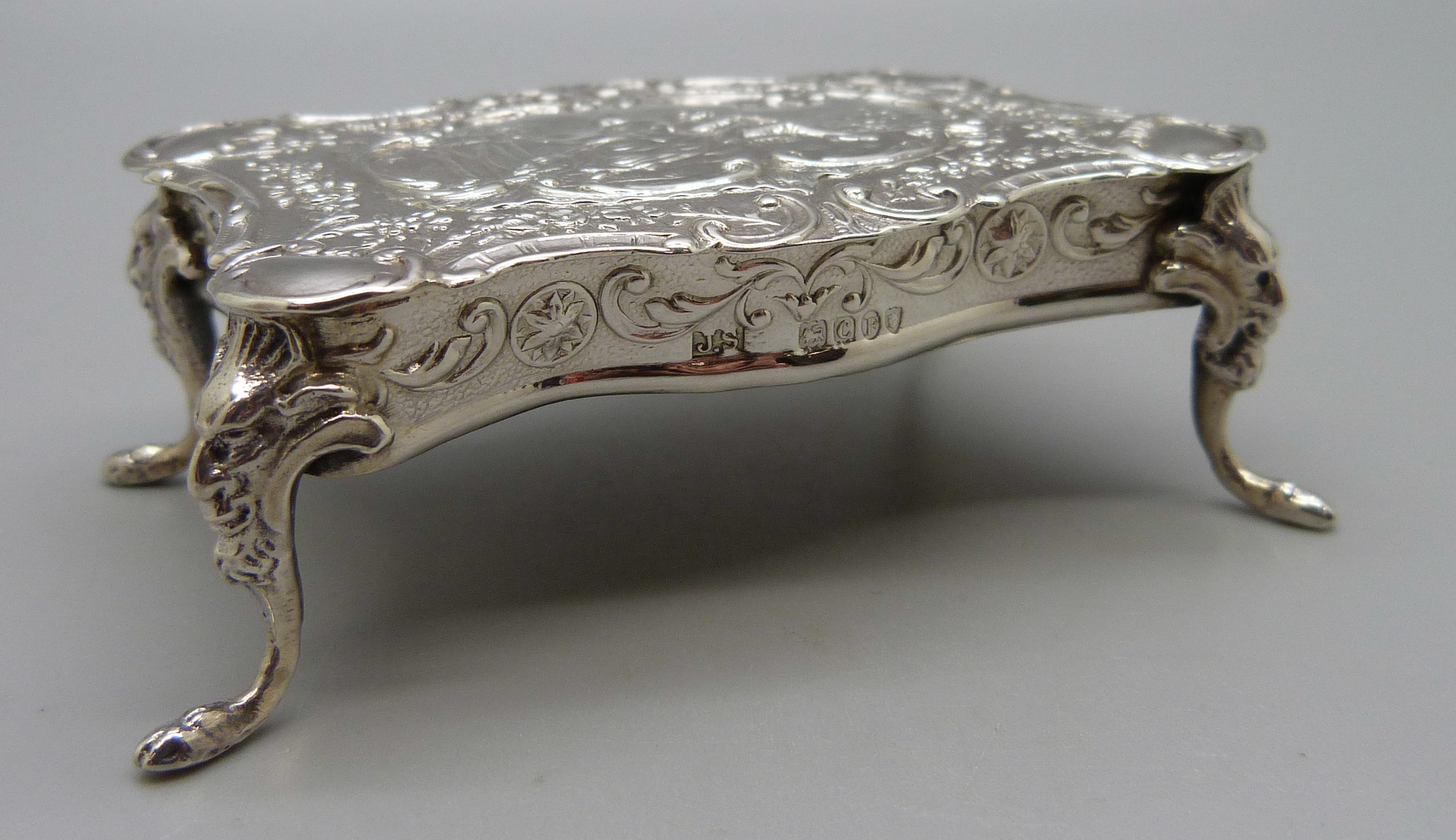 A late Victorian miniature silver dolls house table, London import marks for 1898 - Image 2 of 4