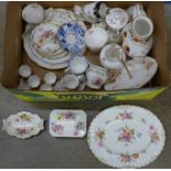 A collection of Royal Crown Derby china including plates, bowls, and a teapot, Derby Posies and