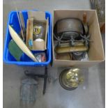 Two clocks, a large pewter inkwell, scales, a pond yacht, etc. **PLEASE NOTE THIS LOT IS NOT