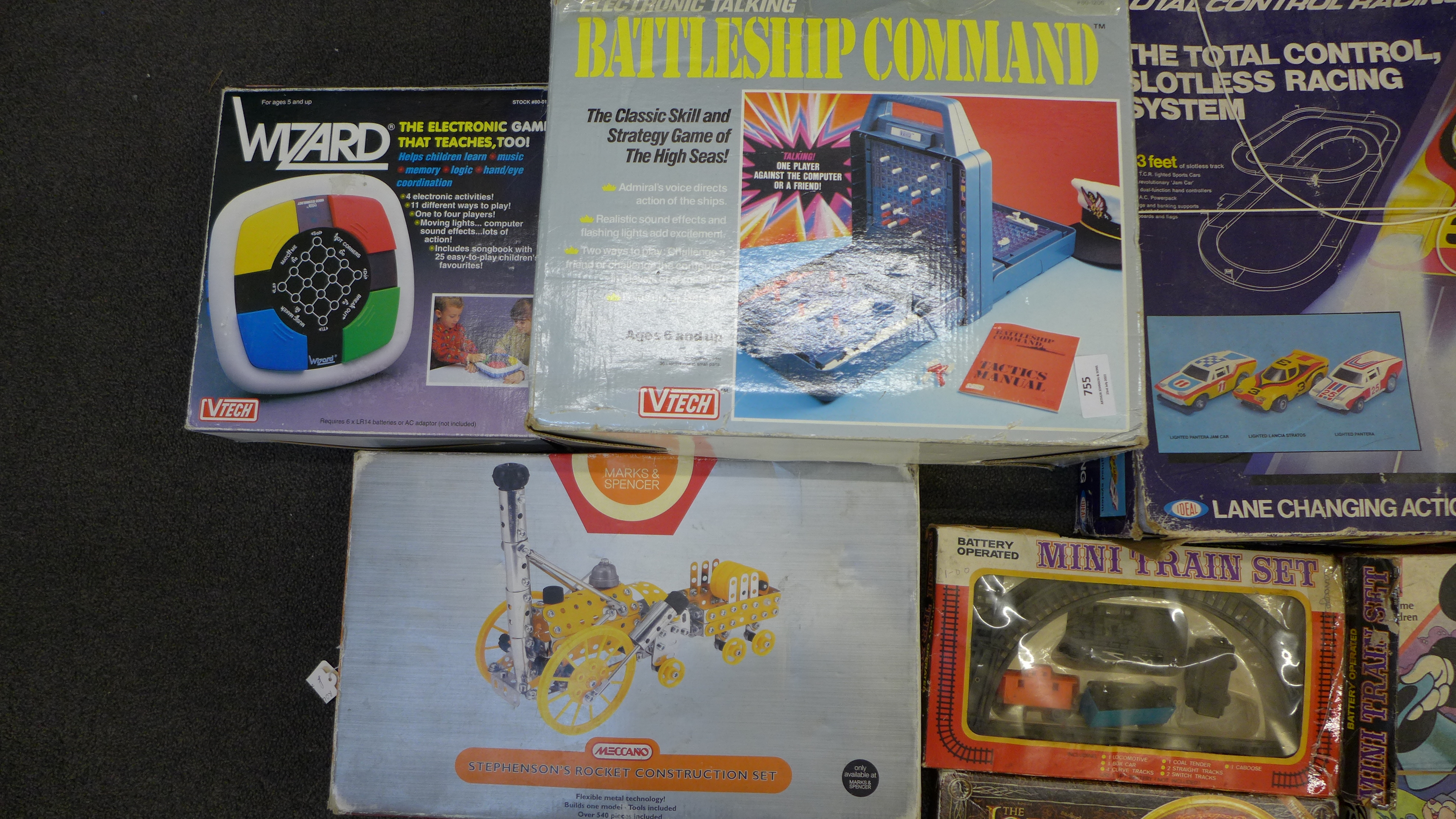 A Meccano Stephenson's Rocket kit, TCR Racing game, VTech Battleship Command and other games ** - Image 2 of 3