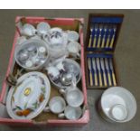 Royal Worcester Evesham cups, tablewares and cased fish knives and forks **PLEASE NOTE THIS LOT IS