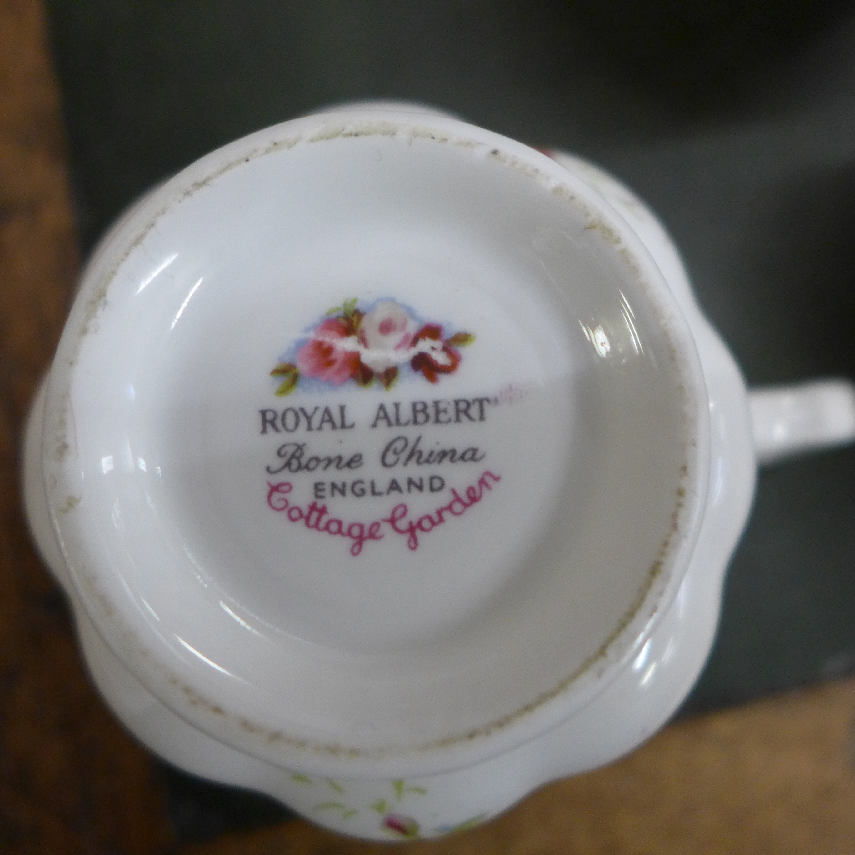 Royal Albert Cottage Garden teaware, coffee pot, teapot, seven cups, six saucers, six plates, - Image 3 of 3