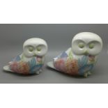 A Villeroy & Boch Gallo design Floral Small Owl and Floral Large Owl