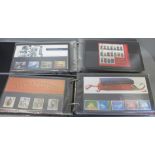 Three albums of Royal Mail Mint Stamp sets, approximately 110 packs and booklets