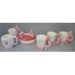 Five Pink Panther United Artists mugs and a butter pot