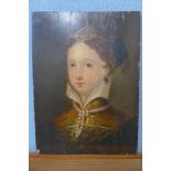 A portrait of an Elizabethan lady, oil on board, unframed
