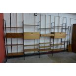 A Staples teak modular five bay Ladderax room divider