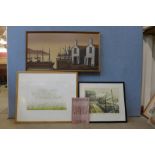 * Horsfield, The Quayside, oil on board, a British School pastel drawing, landscape and a Martin