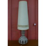 A West German brown and cream glazed glazed table lamp