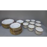 Royal Crown Derby Kedleston tea and dinnerwares, eight tea cups, saucers, tea and side plates (