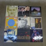 Nine various LP's including The Smiths, The Jam, Neil Young, Talking Heads, David Bowie, etc.