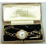 A 9ct gold lady's wristwatch, weight without movement 7.9g