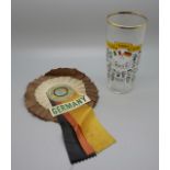 A German football rosette and a 1970 team World Cup glass