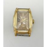 An Elgin 14k gold filled Art Deco wristwatch head, 24mm case