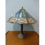 A Tiffany style dragonfly pattern table lamp