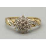 A 9ct gold and diamond ring, 2g, N