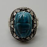 A scarab ring, marks on outer shank, N