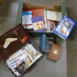 Books, magazines and ephemera including a leather bound copy of The Mind of Rome and Handbook of